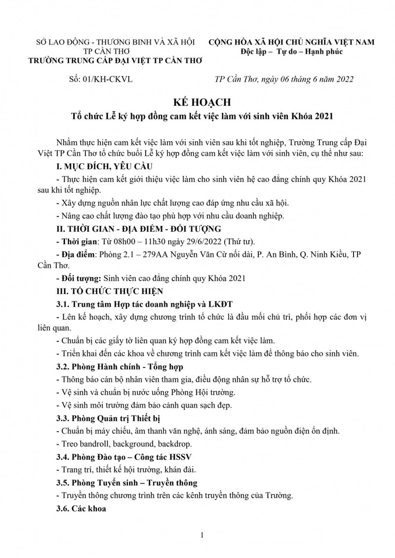 Lễ Ký Hợp Đồng Cam Kết Việc Làm Với Sinh Viên Khóa 2021